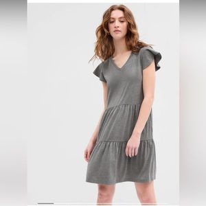 NWT Gap Factory V-Neck Short Sleeve Grey Casual Dress